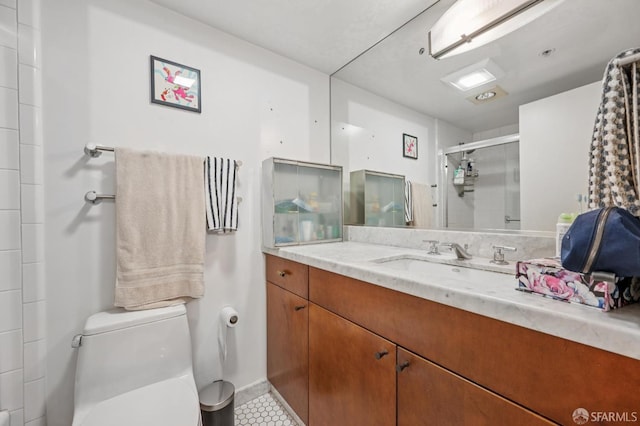 700 Illinois St Unit 3, San Francisco, CA 94107 - full bathroom featuring vanity, a shower stall, and tile patterned flooring