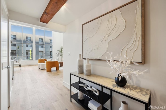 2011 3rd St Unit 6, San Francisco, CA 94107 - corridor featuring wood finished floors and beam ceiling