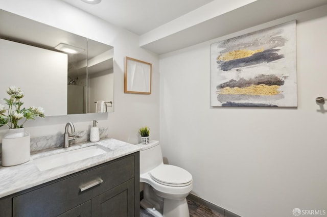 2011 3rd St Unit 6, San Francisco, CA 94107 - full bathroom featuring toilet, vanity, wood finished floors, and a shower