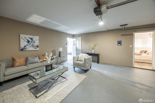 living room with concrete flooring