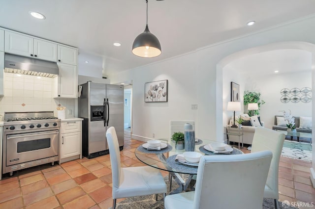 30 Eagle St, San Francisco, CA 94114 - dining room with arched walkways, ornamental molding, and recessed lighting
