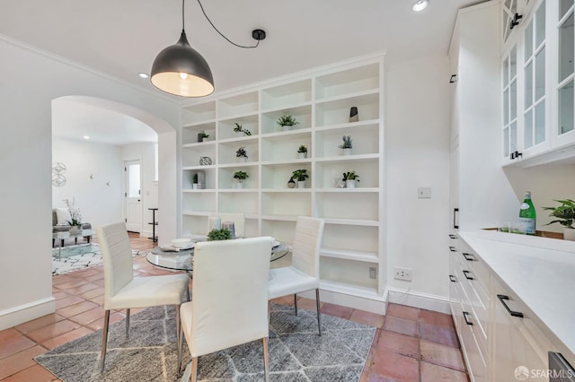 30 Eagle St, San Francisco, CA 94114 - dining space with arched walkways, recessed lighting, and crown molding