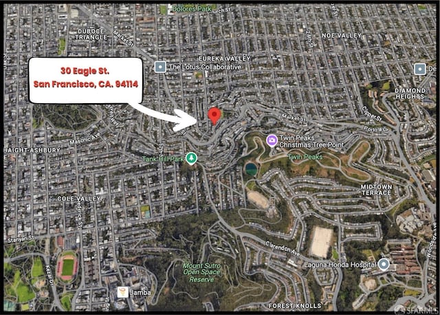 30 Eagle St, San Francisco, CA 94114 - aerial overview of property's location