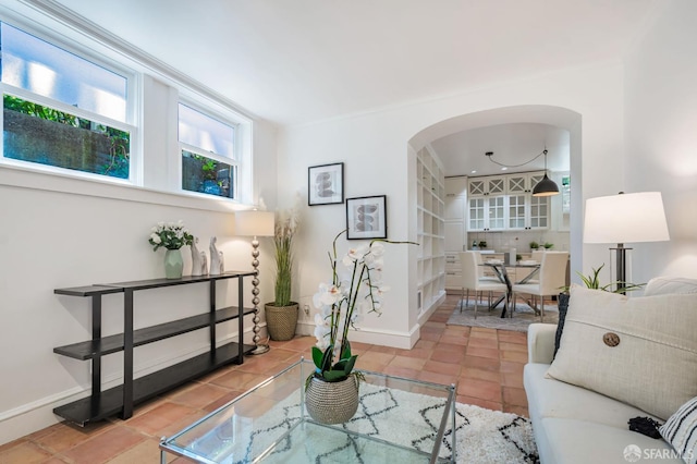 30 Eagle St, San Francisco, CA 94114 - living room featuring arched walkways and tile patterned floors