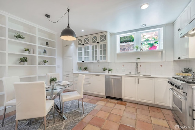 30 Eagle St, San Francisco, CA 94114 - kitchen with appliances with stainless steel finishes, backsplash, white cabinets, and recessed lighting