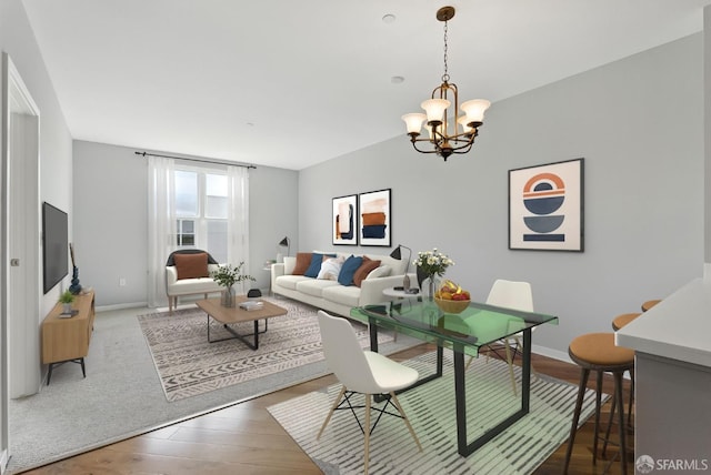 5800 3rd St Unit 1401, San Francisco, CA 94124 - living room featuring a chandelier and wood finished floors