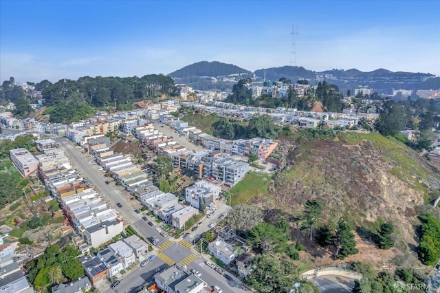 birds eye view of property with a mountain view