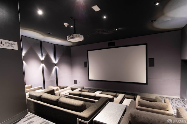 view of carpeted home theater room