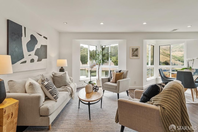 955 Ridgeview Ct Unit C, South San Francisco, CA 94080 - living area with plenty of natural light, wood finished floors, and recessed lighting