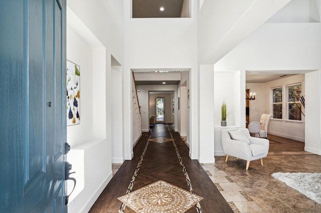 entrance foyer featuring a towering ceiling