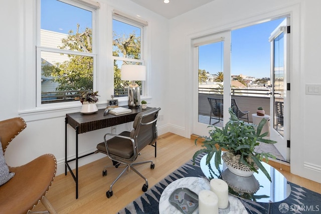 office featuring light hardwood / wood-style flooring