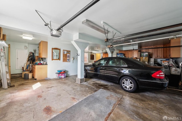 garage with a garage door opener