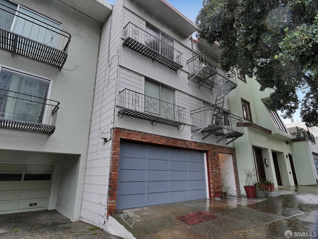 view of building exterior with a garage