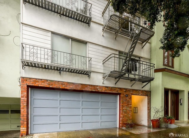 exterior space featuring a garage