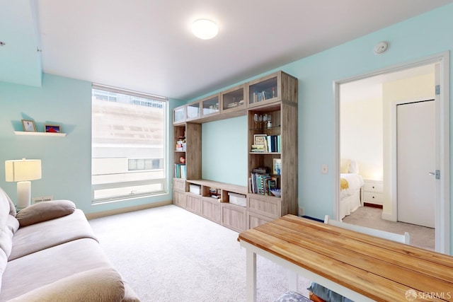 living room with light colored carpet and a wealth of natural light