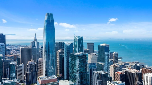 view of city with a water view