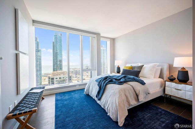 bedroom featuring dark hardwood / wood-style flooring