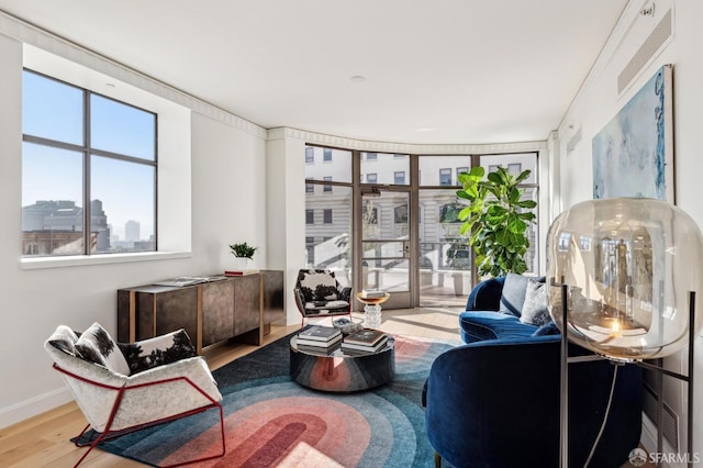 sitting room featuring hardwood / wood-style floors