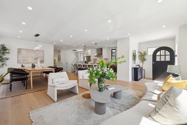 867 33rd Ave, San Francisco, CA 94121 - living room featuring light wood-type flooring, recessed lighting, and baseboards