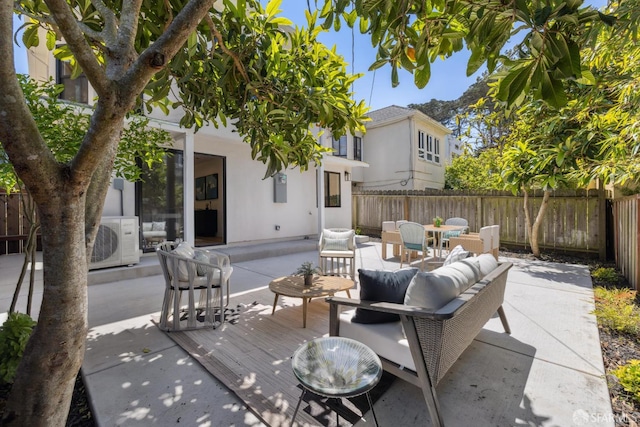 867 33rd Ave, San Francisco, CA 94121 - fenced backyard featuring outdoor dining area, a patio, and ac unit