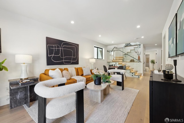 867 33rd Ave, San Francisco, CA 94121 - living area with stairs, light wood finished floors, and recessed lighting