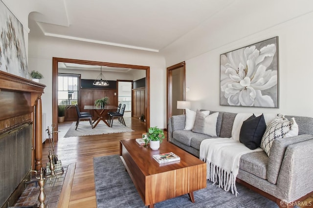 living area with wood finished floors