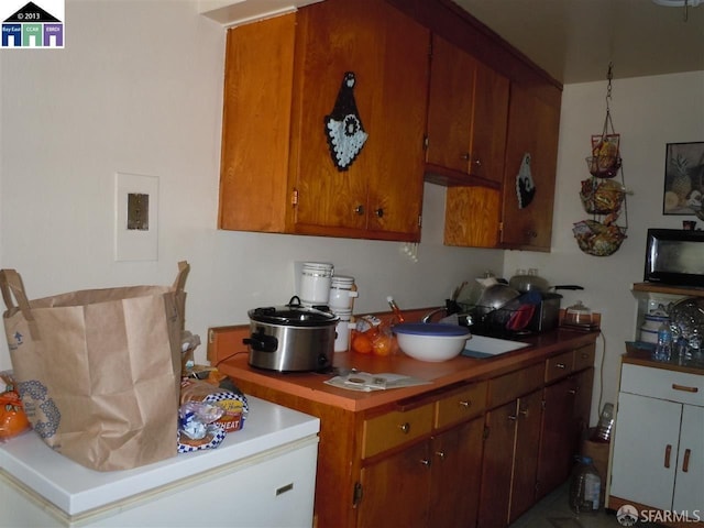 kitchen with white refrigerator