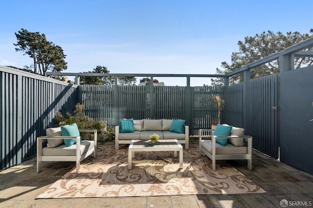 view of patio with an outdoor living space