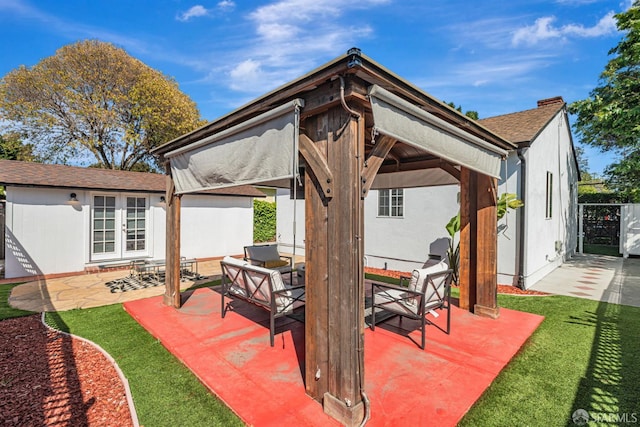 718 Whipple Ave, Redwood City, CA 94063 - view of patio featuring french doors, a gazebo, and an outdoor living space