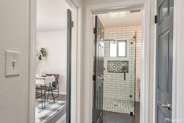718 Whipple Ave, Redwood City, CA 94063 - full bath with a shower stall and tile patterned floors