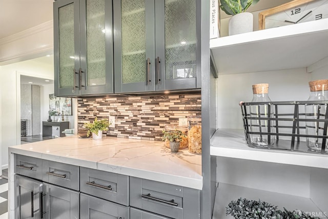 718 Whipple Ave, Redwood City, CA 94063 - bar with backsplash and crown molding