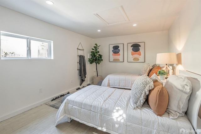 718 Whipple Ave, Redwood City, CA 94063 - bedroom featuring wood finished floors, attic access, recessed lighting, and baseboards