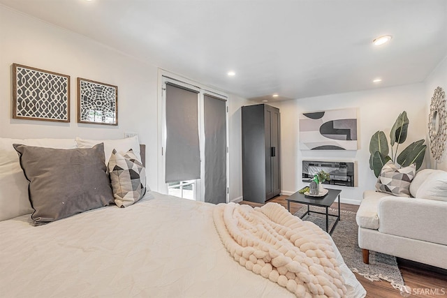 718 Whipple Ave, Redwood City, CA 94063 - bedroom with recessed lighting, wood finished floors, baseboards, and heating unit