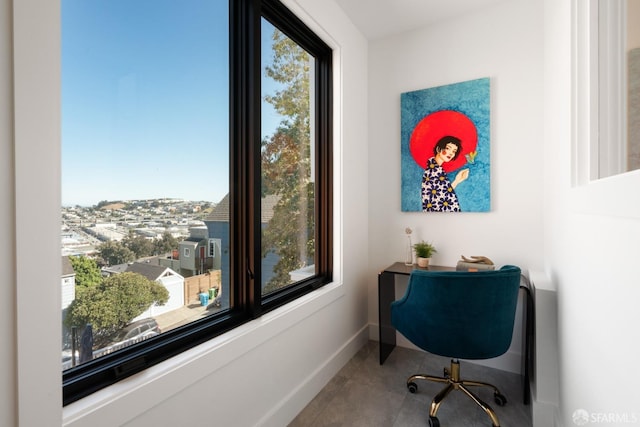 view of tiled home office