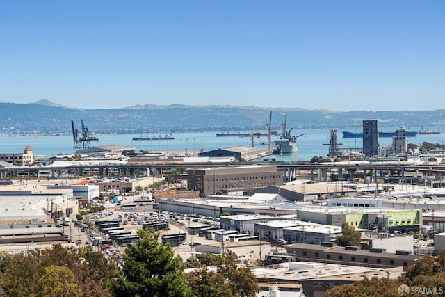 view of city featuring a water and mountain view