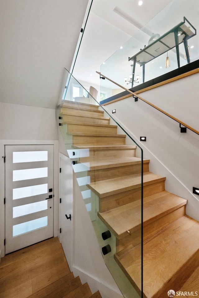 2219 Bryant St, San Francisco, CA 94110 - stairway with wood-type flooring
