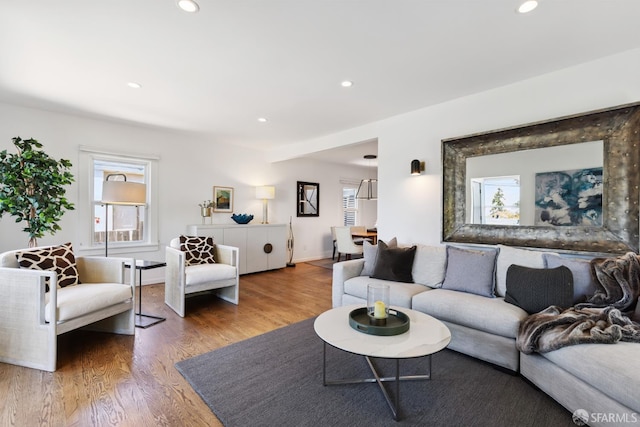 2464 Alida St, Oakland, CA 95602 - living area featuring healthy amount of natural light, wood finished floors, and recessed lighting