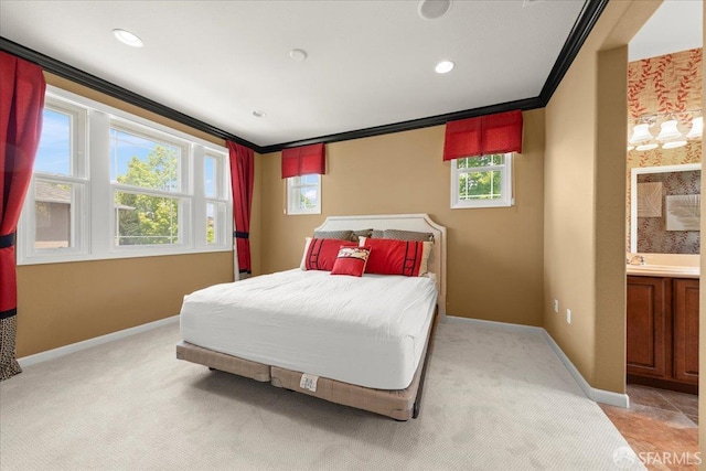 41008 Asilomar Ter, Fremont, CA 94538 - bedroom with ornamental molding, baseboards, light carpet, and recessed lighting