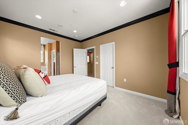 41008 Asilomar Ter, Fremont, CA 94538 - bedroom with ornamental molding, light carpet, baseboards, and recessed lighting