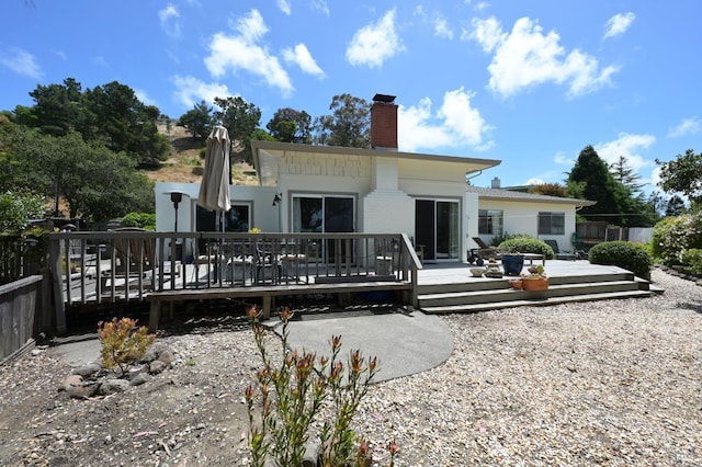 233 Prince Royal Dr, Corte Madera, CA 94925 - back of house featuring a chimney and a deck