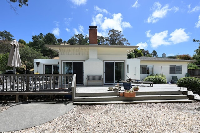 233 Prince Royal Dr, Corte Madera, CA 94925 - rear view of house with a chimney and a deck