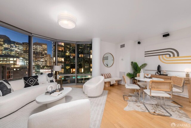 living room with hardwood / wood-style floors