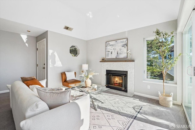 living room with light carpet and plenty of natural light