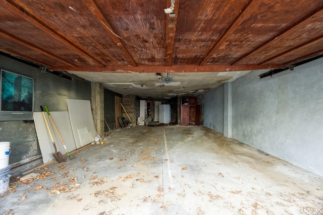 basement featuring water heater