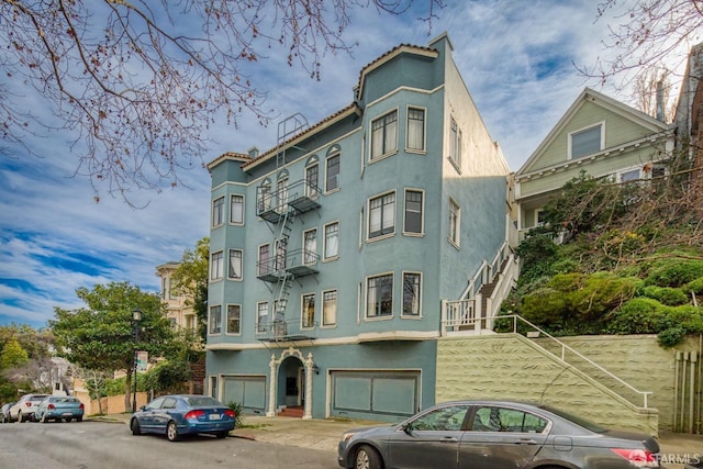 view of property featuring a garage