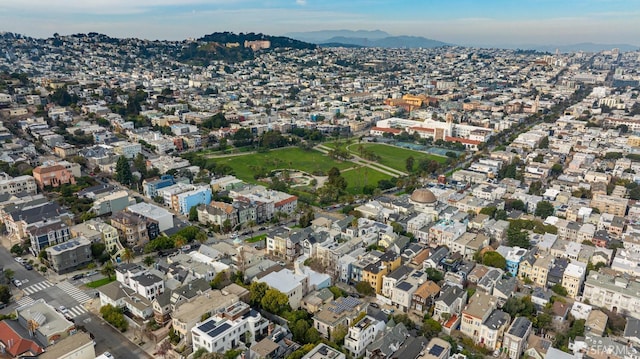 aerial view with a mountain view