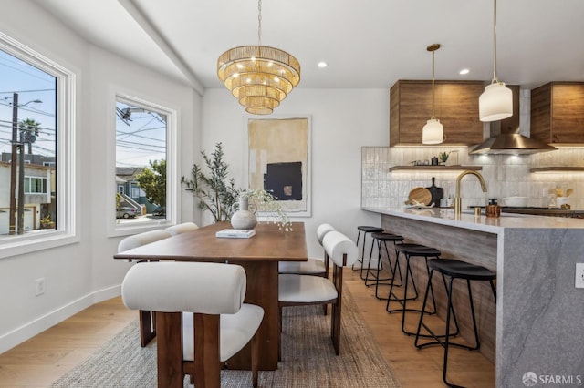 57 Niagara Ave, San Francisco, CA 94112 - dining area featuring light wood-type flooring, a chandelier, and recessed lighting