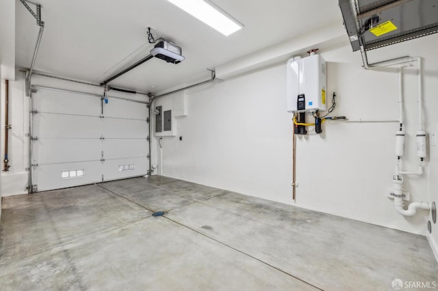 57 Niagara Ave, San Francisco, CA 94112 - garage featuring a garage door opener, electric panel, and water heater