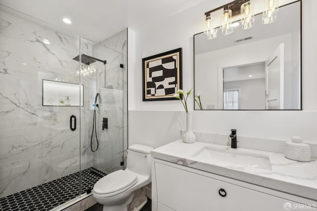 57 Niagara Ave, San Francisco, CA 94112 - full bathroom with vanity, a marble finish shower, and recessed lighting