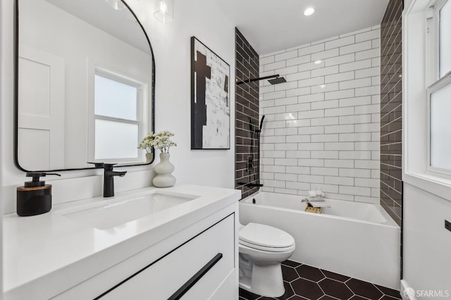 57 Niagara Ave, San Francisco, CA 94112 - bathroom with vanity, tile patterned floors, shower / tub combination, and recessed lighting